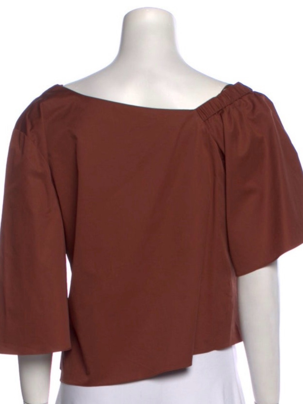 Tibi Bateau Neckline Off-Shoulder Short Sleeve Top